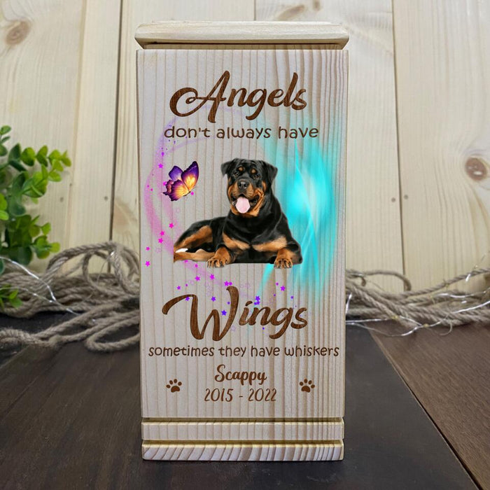 Personalized Photo Cremation Pet Urn - Memorial Gift Idea For Dog Owner - Angels Don't Always Have Wings, Sometimes They Have Whiskers