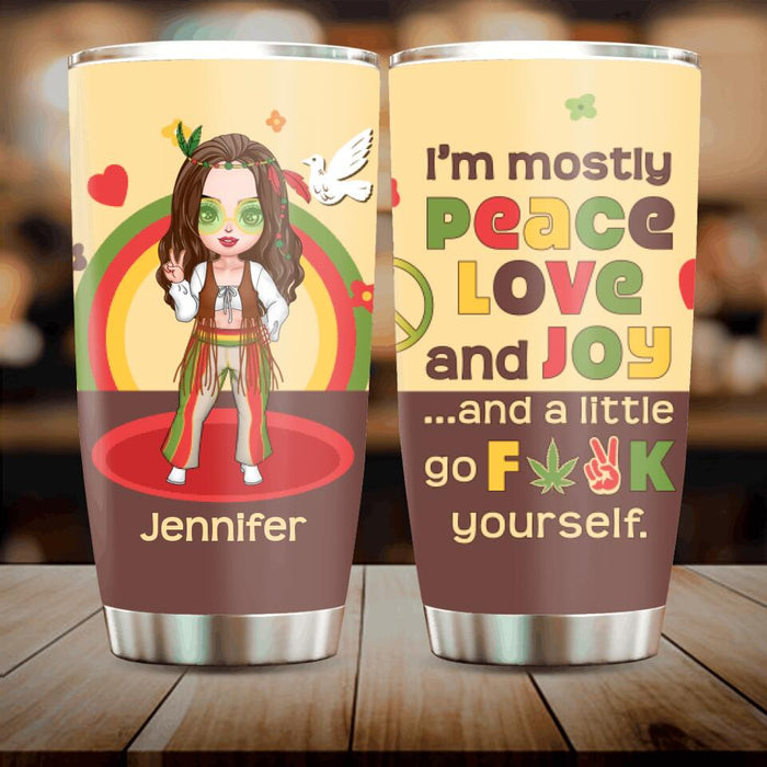 Personalized Chibi Girl Tumbler - Gift Idea For Best Friend/Birthday - I'm Mostly Peace Love and Joy