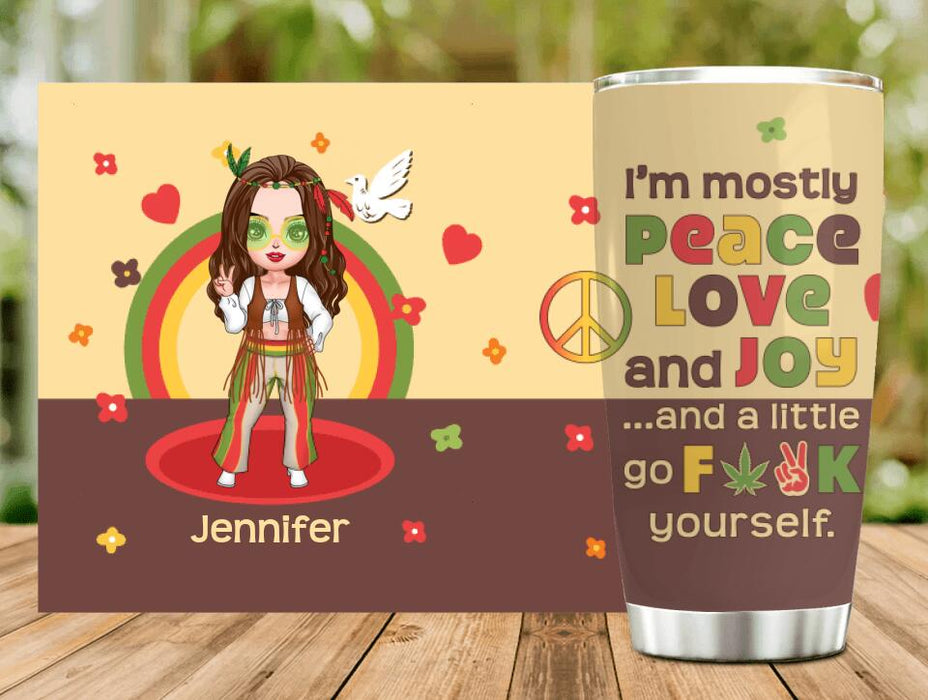 Personalized Chibi Girl Tumbler - Gift Idea For Best Friend/Birthday - I'm Mostly Peace Love and Joy