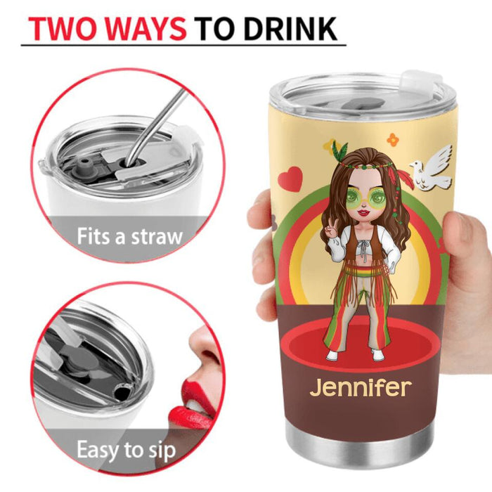 Personalized Chibi Girl Tumbler - Gift Idea For Best Friend/Birthday - I'm Mostly Peace Love and Joy