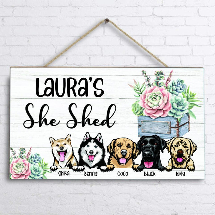 Personalized Dog Mom Shed Door Sign - Up to 5 Dogs - Best Gift For Dog Lovers