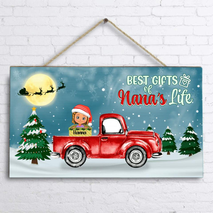 Personalized Nana Christmas's Truck Door Sign - Up to 6 Kids - Best GIft Of Nana's Life