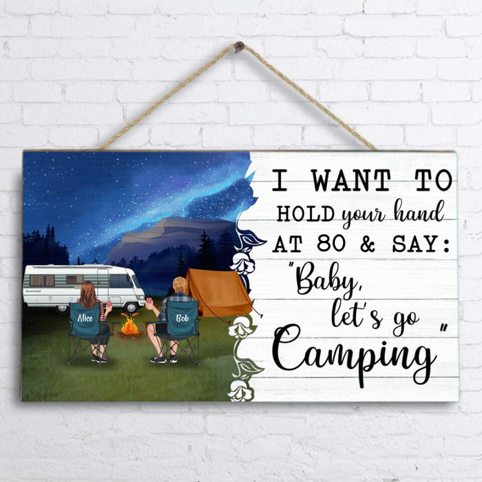 Personalized Camping Doorsign - Gift For Camping Lovers - Couple with up to 4 Pets - I Want To Hold Your Hand