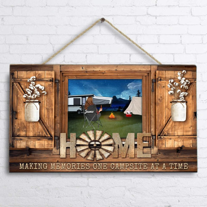 Personalized Night Camping Door Sign - Parents With Up to 6 Pets - Gift For Camping Lover - Making Memories One Campsite At A Time