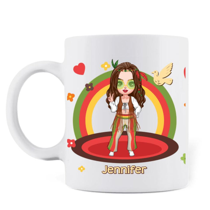 Personalized Chibi Girl Coffee Mug - Gift Idea For Best Friend/Birthday - I'm Mostly Peace Love and Joy