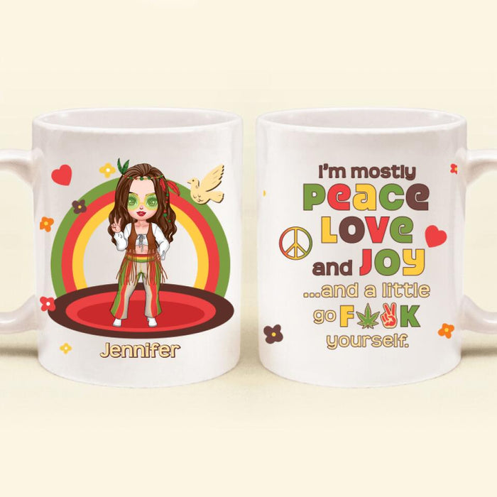 Personalized Chibi Girl Coffee Mug - Gift Idea For Best Friend/Birthday - I'm Mostly Peace Love and Joy