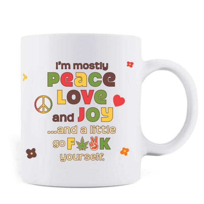 Personalized Chibi Girl Coffee Mug - Gift Idea For Best Friend/Birthday - I'm Mostly Peace Love and Joy