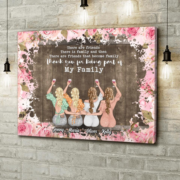 Personalized Friends Canvas - Up to 4 Friends - Gift Idea For Friends/Besties - Thank You For Being Part Of My Family