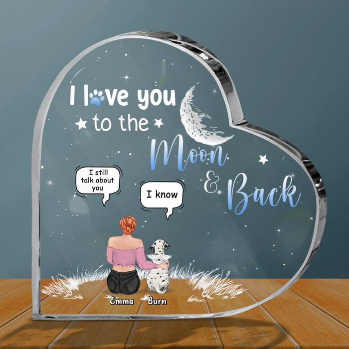 Personalized Pet Mom Acrylic Plaque - Gift Idea For Pet Owner with up to 5 Pets - I Love You To The Moon & Back
