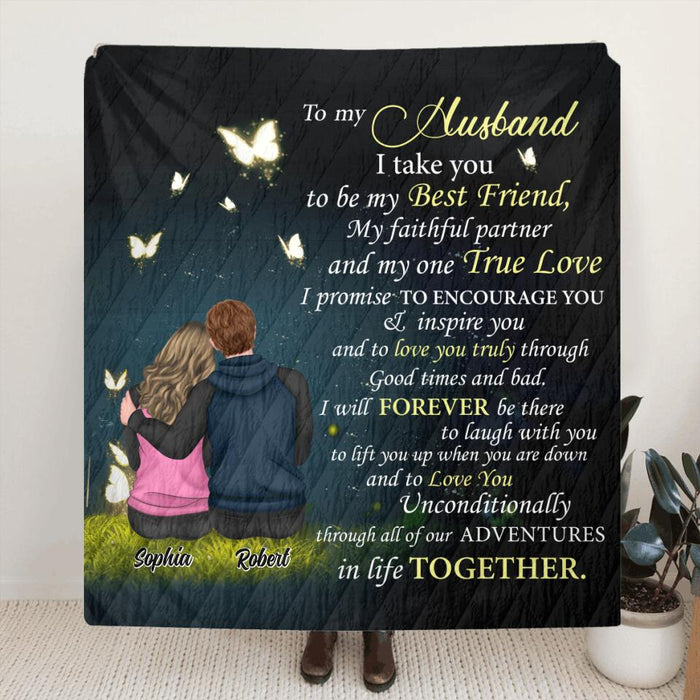 Personalized Couple Quilt/Fleece Blanket - Gift Idea For Boyfriend/Girlfriend/Husband/Wife - I Take You To Be My Best Friend