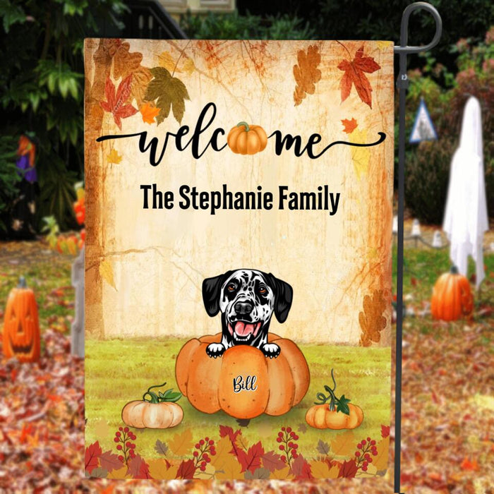 Personalized Autumn Cat Dog Flag Sign - Up to 5 Pets - Best Gift For Dog/Cat Lover - Welcome The Stephanie Family - 6A1NG6
