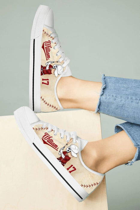 Personalized Baseball Low Top Sneakers - Gift Idea For Baseball Lover/Birthday Gift