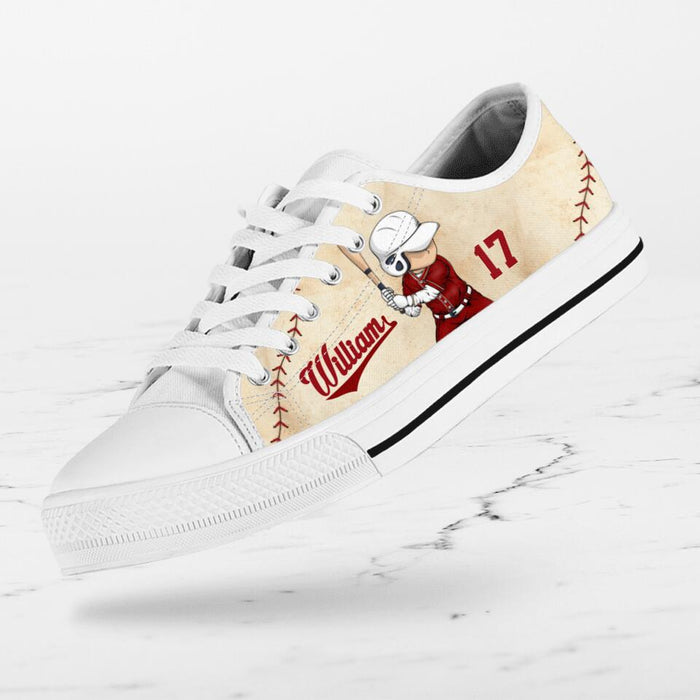 Personalized Baseball Low Top Sneakers - Gift Idea For Baseball Lover/Birthday Gift