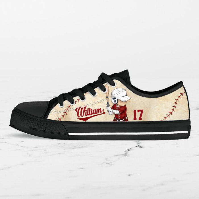 Personalized Baseball Low Top Sneakers - Gift Idea For Baseball Lover/Birthday Gift