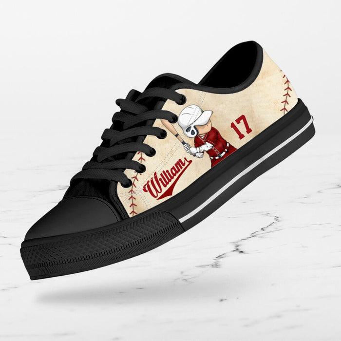 Personalized Baseball Low Top Sneakers - Gift Idea For Baseball Lover/Birthday Gift