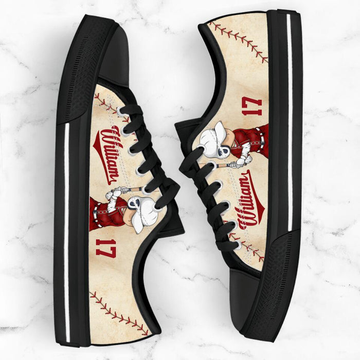 Personalized Baseball Low Top Sneakers - Gift Idea For Baseball Lover/Birthday Gift