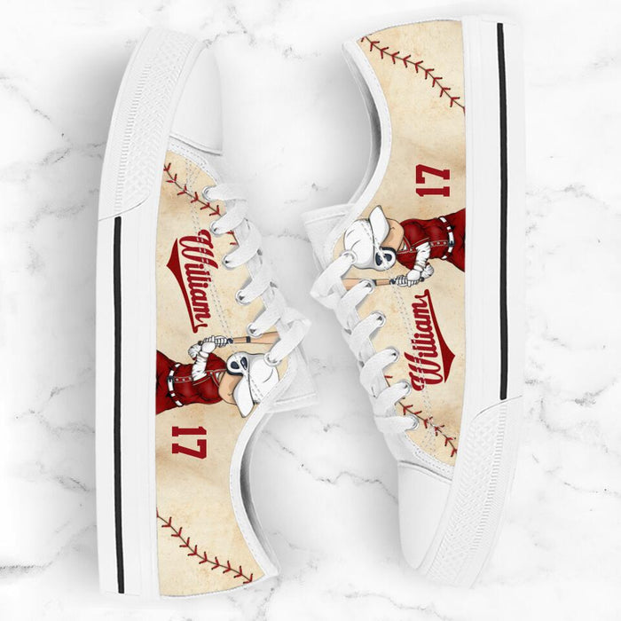 Personalized Baseball Low Top Sneakers - Gift Idea For Baseball Lover/Birthday Gift
