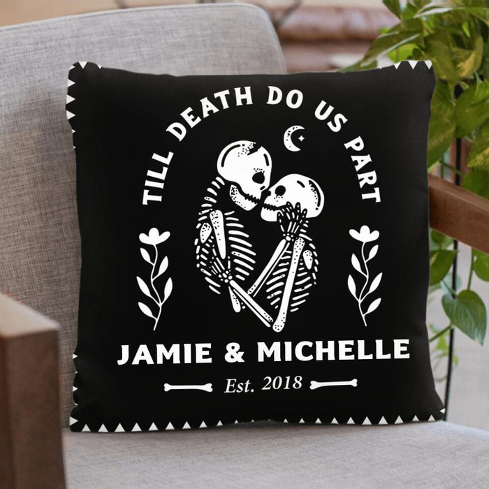 Personalized Skull Couple Quilt/Fleece Blanket/Pillow Cover - Gift Idea For Couple - Till Death Do Us Part