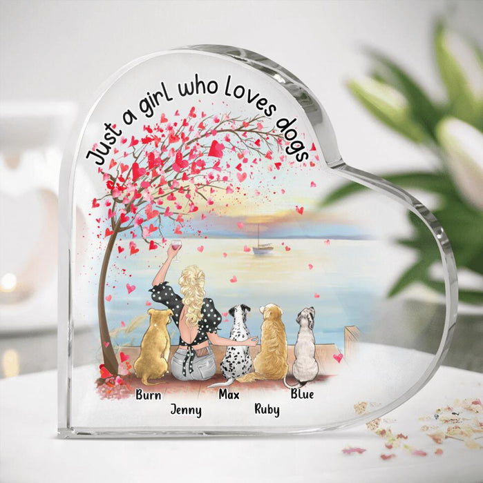 Personalized Dog Mom Acrylic Plaque - Memorial Gift Idea For Dog Owner with up to 4 Dogs - Just A Girl Who Loves Dogs