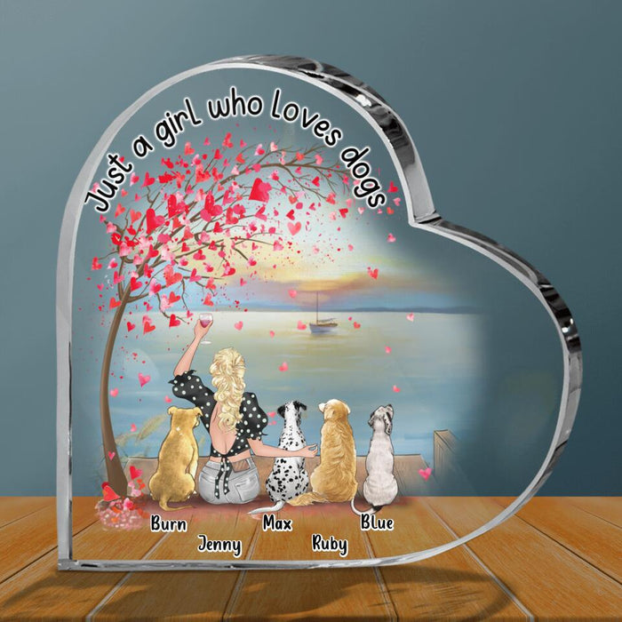Personalized Dog Mom Acrylic Plaque - Memorial Gift Idea For Dog Owner with up to 4 Dogs - Just A Girl Who Loves Dogs