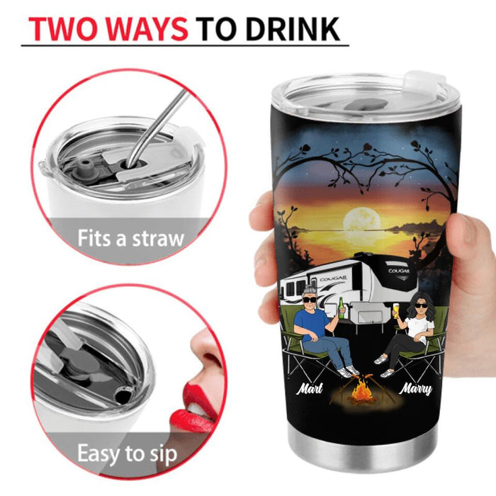 Personalized Camping Couple Tumbler - Gift Idea For Couple/Camping Lovers - I Never Dreamed I'd End Up Marrying A Perfect Freakin' Wife