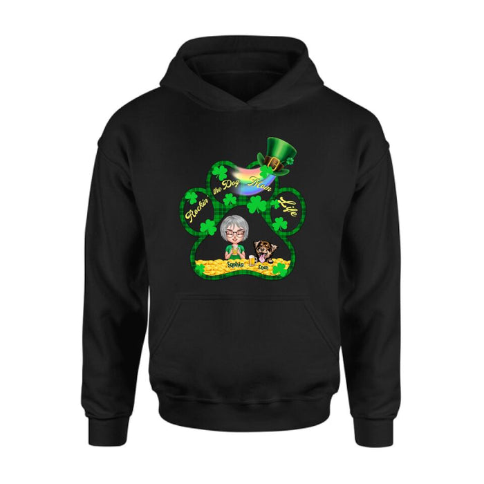 Personalized Dog Mom Shirt - Up to 4 Dogs - Gift Idea For St Patrick's Day - Rockin' The Dog Mom Life