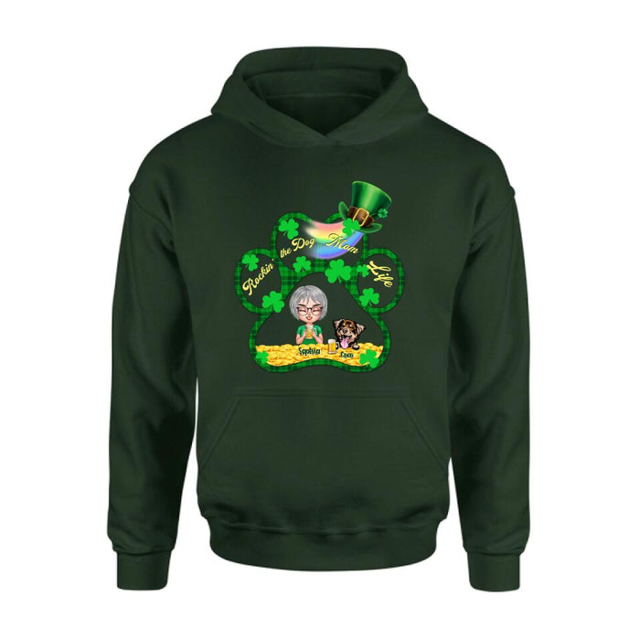 Personalized Dog Mom Shirt - Up to 4 Dogs - Gift Idea For St Patrick's Day - Rockin' The Dog Mom Life