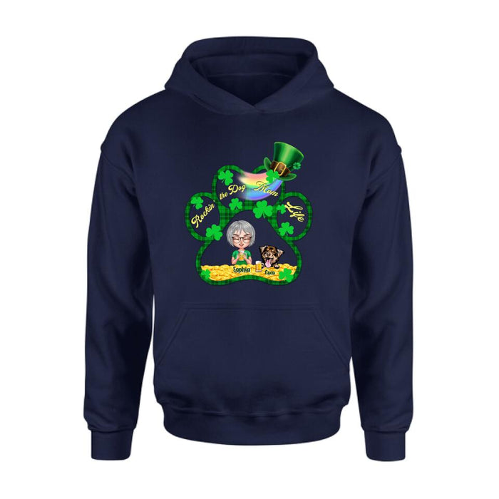 Personalized Dog Mom Shirt - Up to 4 Dogs - Gift Idea For St Patrick's Day - Rockin' The Dog Mom Life
