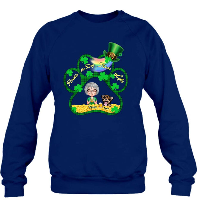 Personalized Dog Mom Shirt - Up to 4 Dogs - Gift Idea For St Patrick's Day - Rockin' The Dog Mom Life
