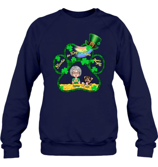 Personalized Dog Mom Shirt - Up to 4 Dogs - Gift Idea For St Patrick's Day - Rockin' The Dog Mom Life