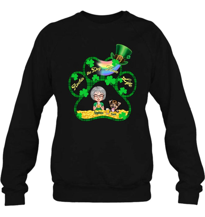 Personalized Dog Mom Shirt - Up to 4 Dogs - Gift Idea For St Patrick's Day - Rockin' The Dog Mom Life