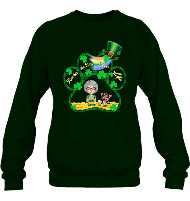 Personalized Dog Mom Shirt - Up to 4 Dogs - Gift Idea For St Patrick's Day - Rockin' The Dog Mom Life