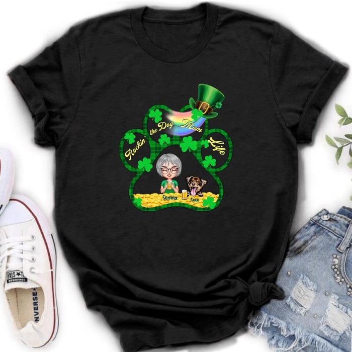 Personalized Dog Mom Shirt - Up to 4 Dogs - Gift Idea For St Patrick's Day - Rockin' The Dog Mom Life