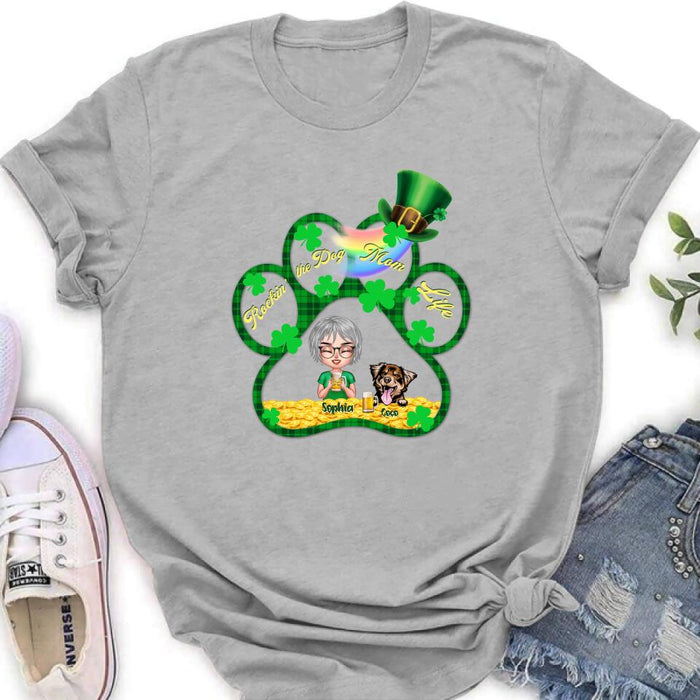 Personalized Dog Mom Shirt - Up to 4 Dogs - Gift Idea For St Patrick's Day - Rockin' The Dog Mom Life
