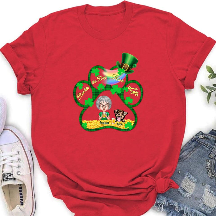 Personalized Dog Mom Shirt - Up to 4 Dogs - Gift Idea For St Patrick's Day - Rockin' The Dog Mom Life
