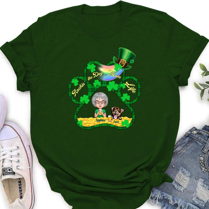 Personalized Dog Mom Shirt - Up to 4 Dogs - Gift Idea For St Patrick's Day - Rockin' The Dog Mom Life