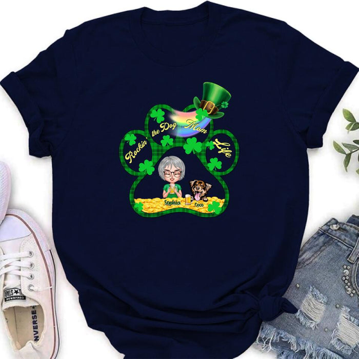 Personalized Dog Mom Shirt - Up to 4 Dogs - Gift Idea For St Patrick's Day - Rockin' The Dog Mom Life