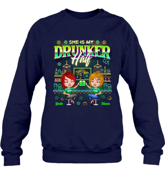 Personalized Drunker Half Shirt - Up to 5 People - Gift Idea For St. Patrick's Day - She Is My Drunker Half