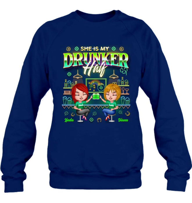 Personalized Drunker Half Shirt - Up to 5 People - Gift Idea For St. Patrick's Day - She Is My Drunker Half