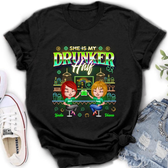 Personalized Drunker Half Shirt - Up to 5 People - Gift Idea For St. Patrick's Day - She Is My Drunker Half