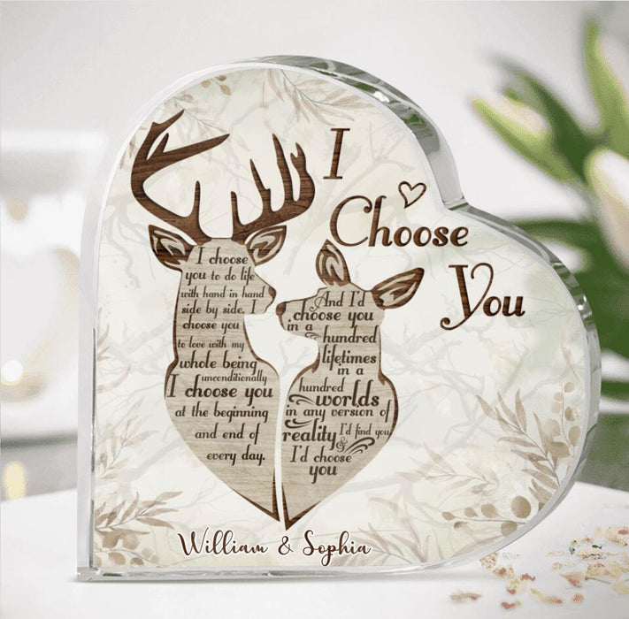 Personalized Deer Couple Acrylic Plaque - Gift Idea For Couple - I Choose You