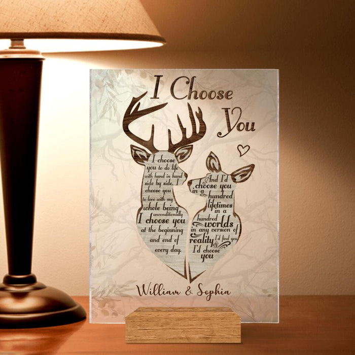 Personalized Deer Couple Acrylic Plaque - Gift Idea For Couple - I Choose You