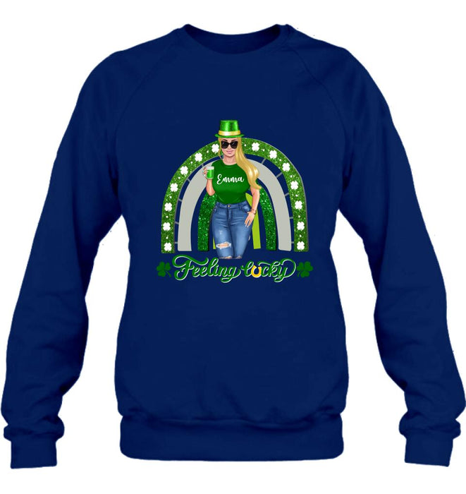 Personalized Irish Girl Unisex T-shirt/Sweatshirt/Hoodie - Gift Idea For St Patrick's Day - Feeling Lucky