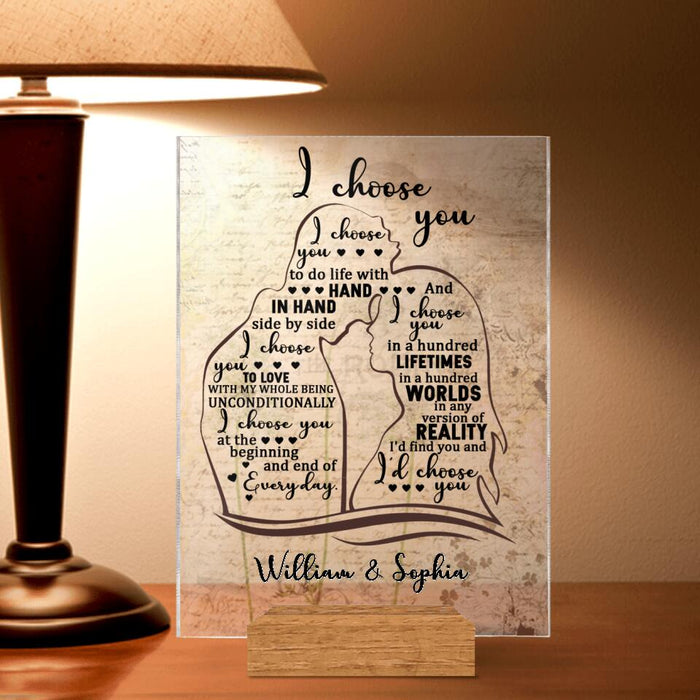 Personalized Couple Acrylic Plaque - Gift Idea For Couple - I Choose You