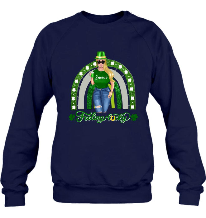 Personalized Irish Girl Unisex T-shirt/Sweatshirt/Hoodie - Gift Idea For St Patrick's Day - Feeling Lucky