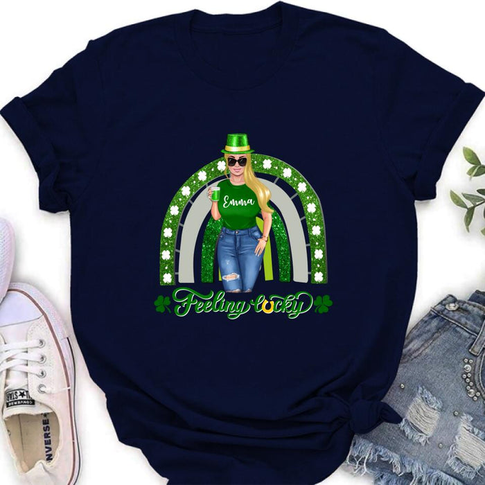 Personalized Irish Girl Unisex T-shirt/Sweatshirt/Hoodie - Gift Idea For St Patrick's Day - Feeling Lucky