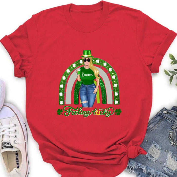 Personalized Irish Girl Unisex T-shirt/Sweatshirt/Hoodie - Gift Idea For St Patrick's Day - Feeling Lucky