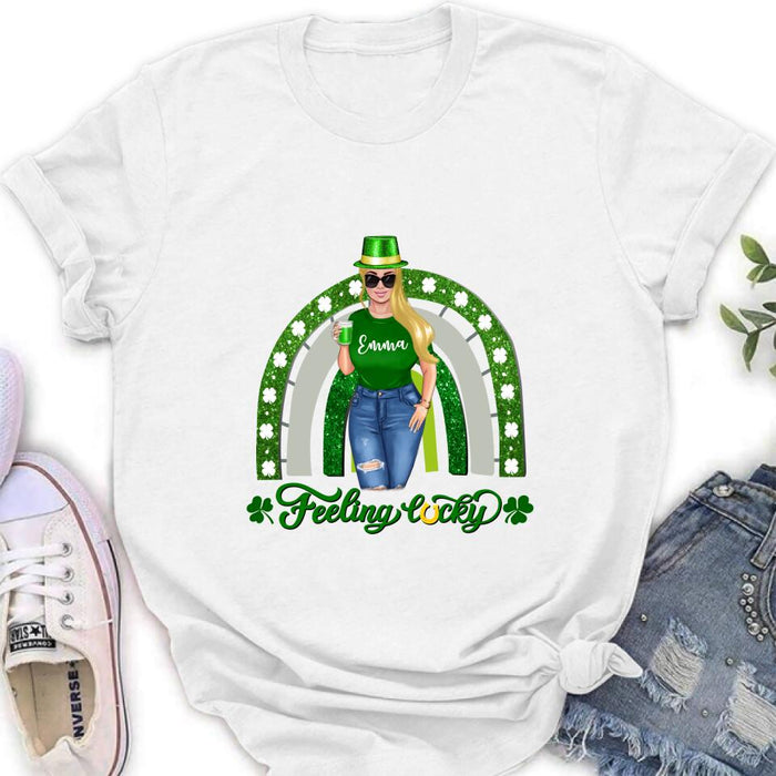 Personalized Irish Girl Unisex T-shirt/Sweatshirt/Hoodie - Gift Idea For St Patrick's Day - Feeling Lucky