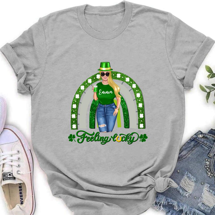 Personalized Irish Girl Unisex T-shirt/Sweatshirt/Hoodie - Gift Idea For St Patrick's Day - Feeling Lucky
