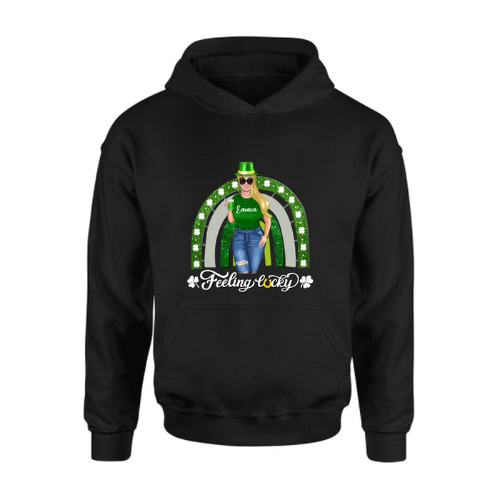 Personalized Irish Girl Unisex T-shirt/Sweatshirt/Hoodie - Gift Idea For St Patrick's Day - Feeling Lucky